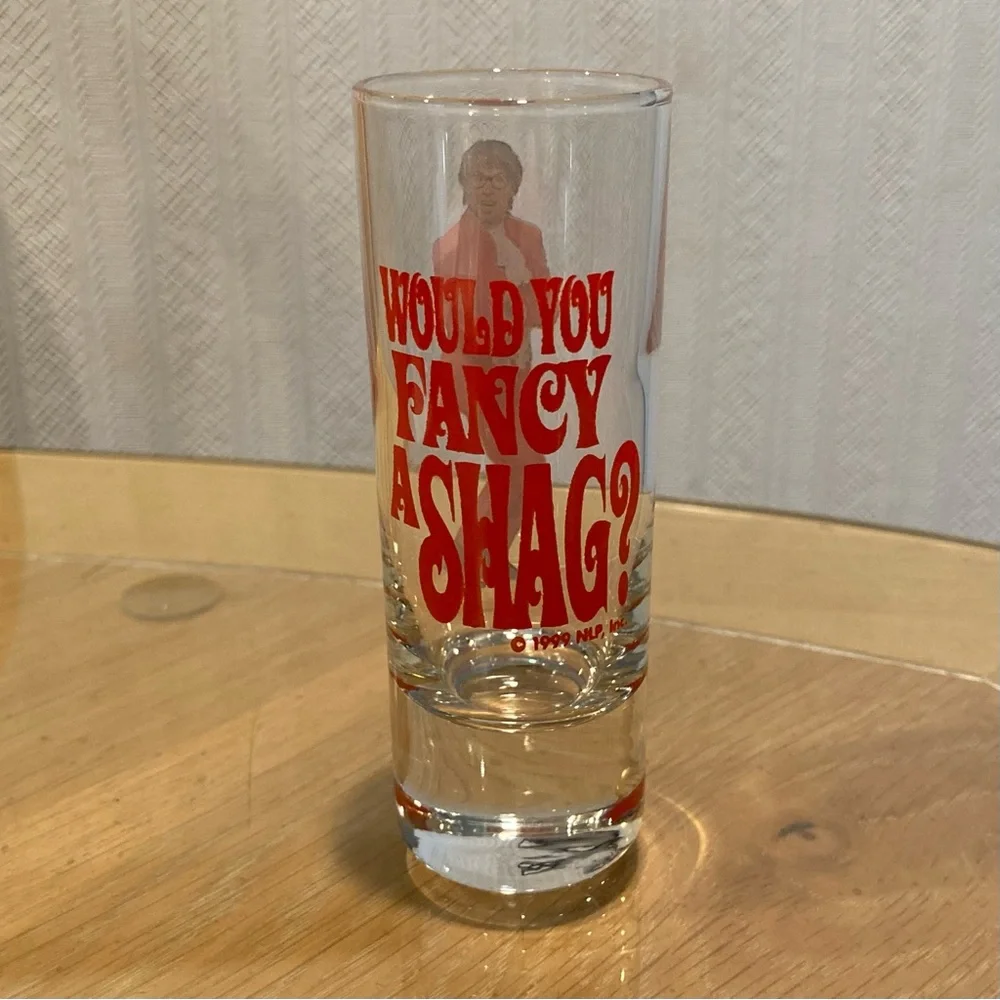 RARE 4 inch tall shot glass, “Austin Powers  The Spy Who Shagged Me”